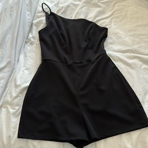 Black one shoulder romper